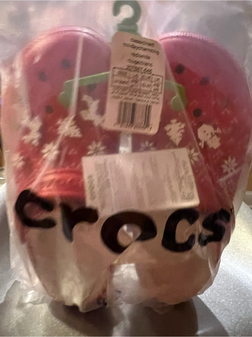 CROCS Fuzzy Lined Holiday Snowflake Clogs M9/W11 NWT